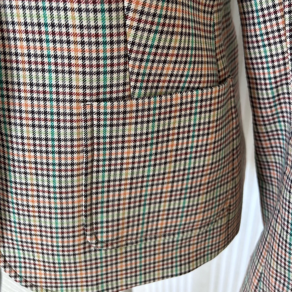 Talbots Women’s Plaid Tailored Blazer Jacket Brown Multicolor Houndstooth Size 6 - Picture 5 of 9